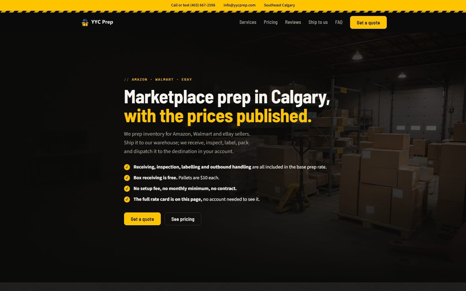 YYC Prep · Marketplace Fulfilment Website preview